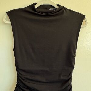 Abercrombie & Fitch Black Ruched Fitted Tank Top
